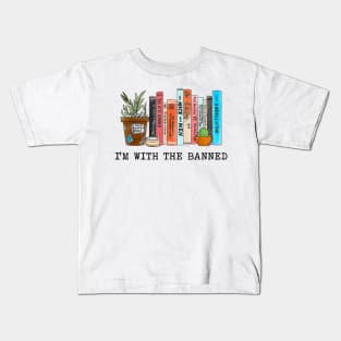 I'm With The Banned Reading Book, Banned Book , Reading Lover Gift For Librarian,book lover, floral book, Kids T-Shirt